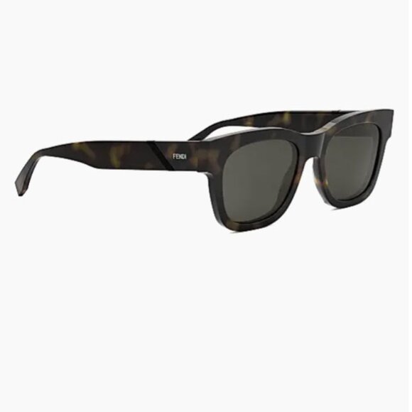 NIB Fendi 52MM Square Acetate Sunglasses Dark Havana Smoke - Picture 7 of 9